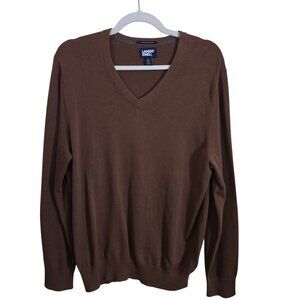 Lands' End Chocolate Brown Supima Cotton 2023 Classic V Neck Sweater Size M